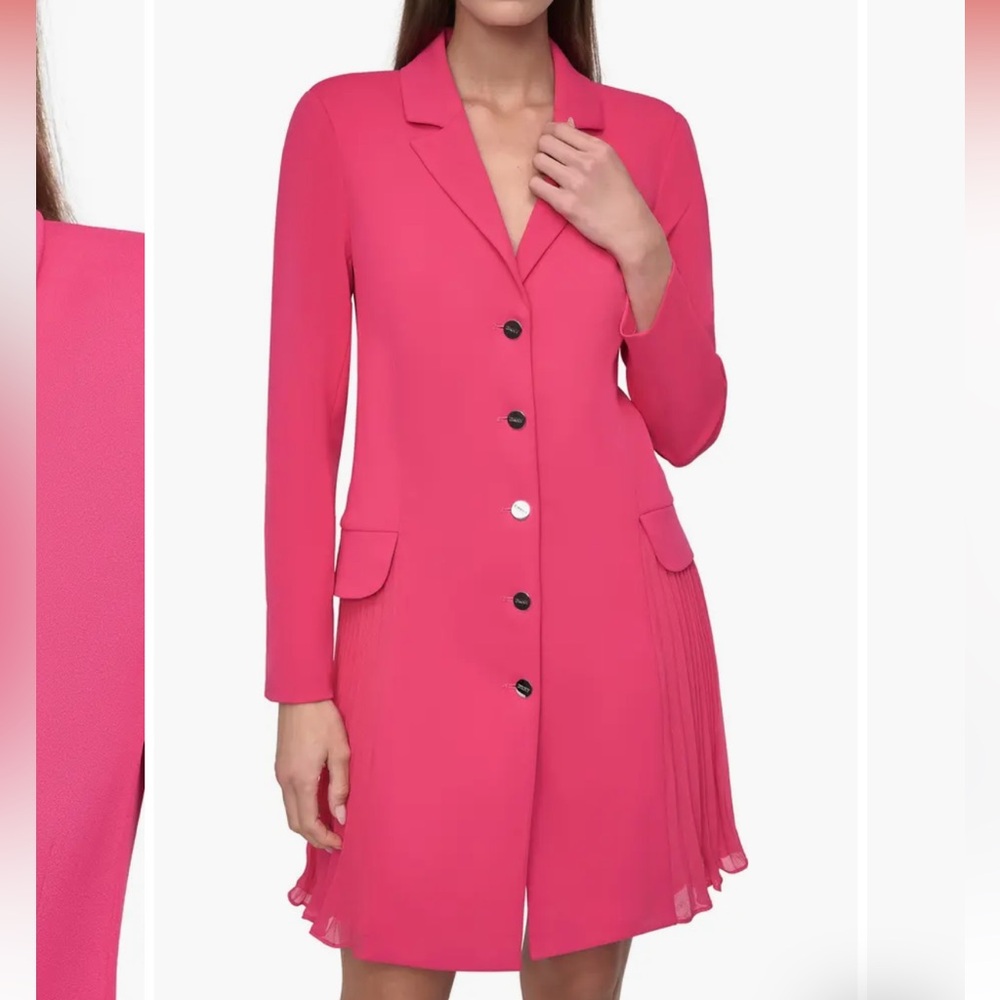 DKNY Pleated Long Sleeve Blazer Dress